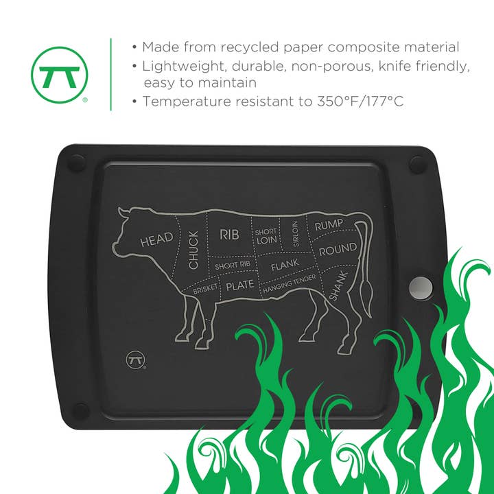 Fox Run Brands - Wholesale Cutting Board - Outset Cow Cuts Grill Cutting Board, 10.8” x 14.5” x 0.2”