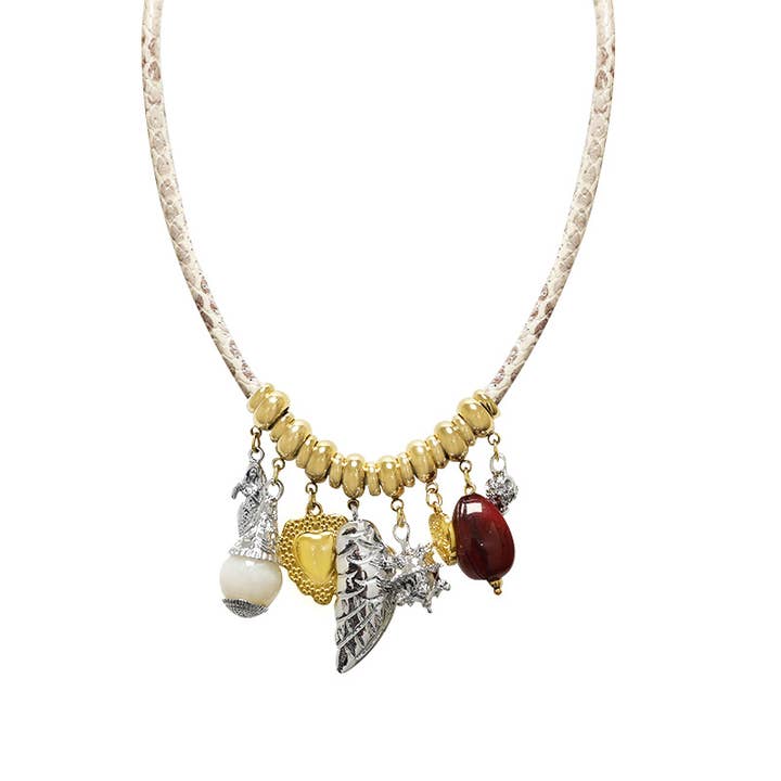 AMORINO SRL - Wholesale Pendant/Charm Necklace - SPOTTED LEATHER CORD NECKLACE WITH PENDANTS1