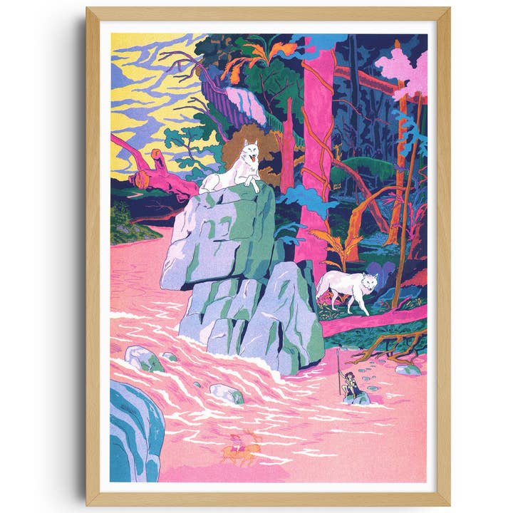 A3 poster - Miyazaki - Princess Mononoke - Simon Roussin for wholesale by KIBLIND Atelier