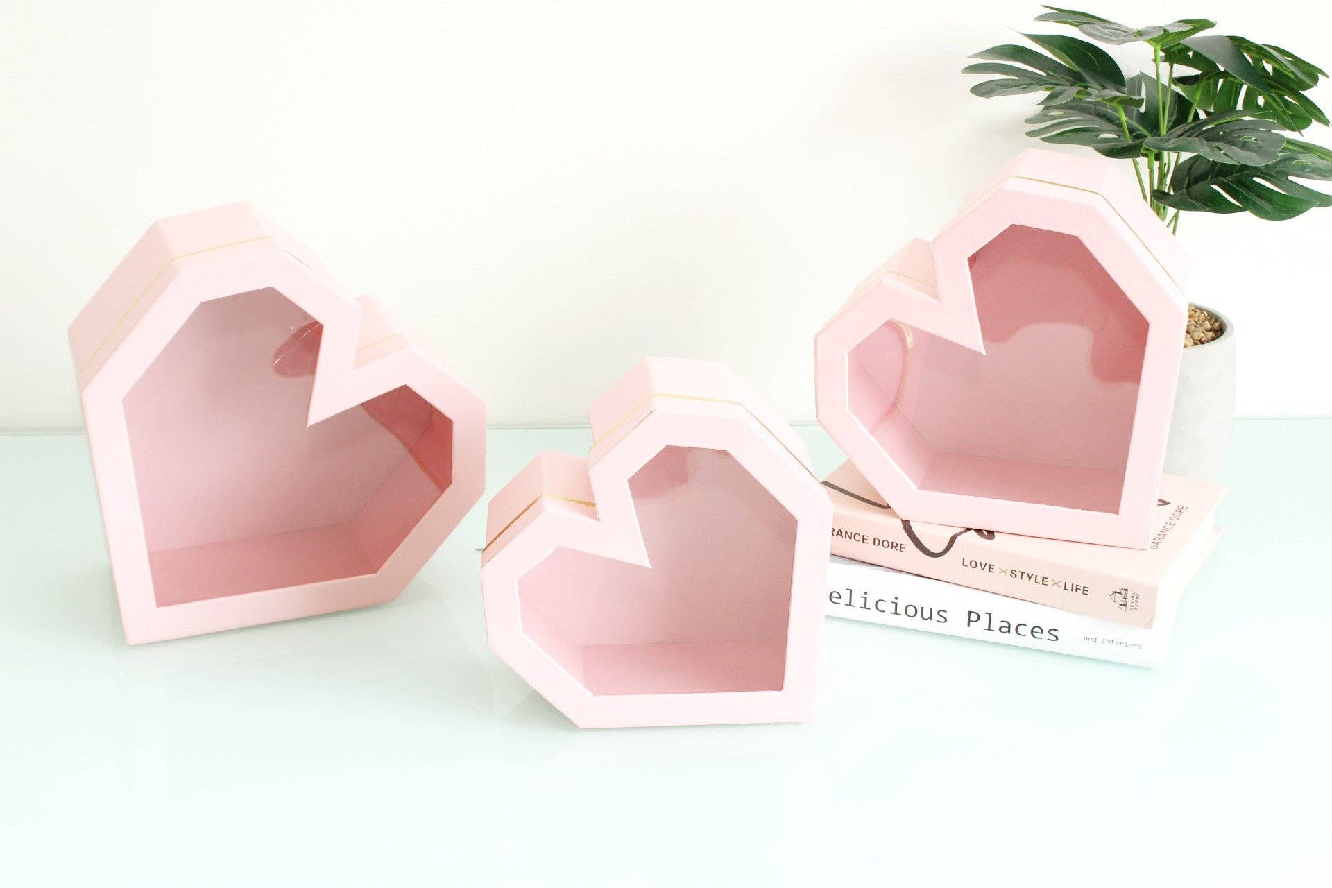 Elegant Design Supply - Wholesale Decorative Box - Diamond Heart Shape Flower Box with Clear Lid8