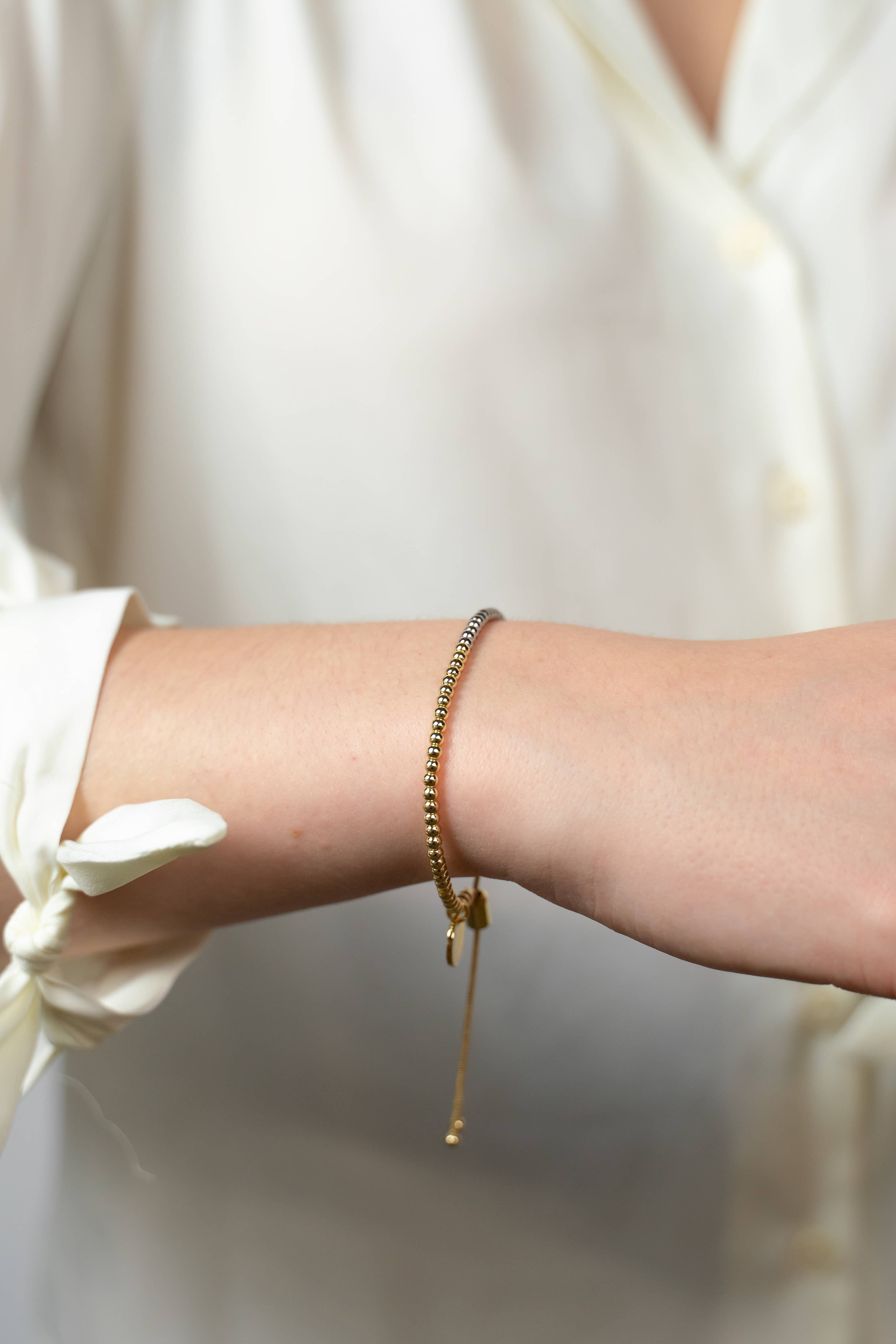 The Sis Kiss - Vente Bracelet de perles - Bracelet ajustable bicolore en 3 mm3