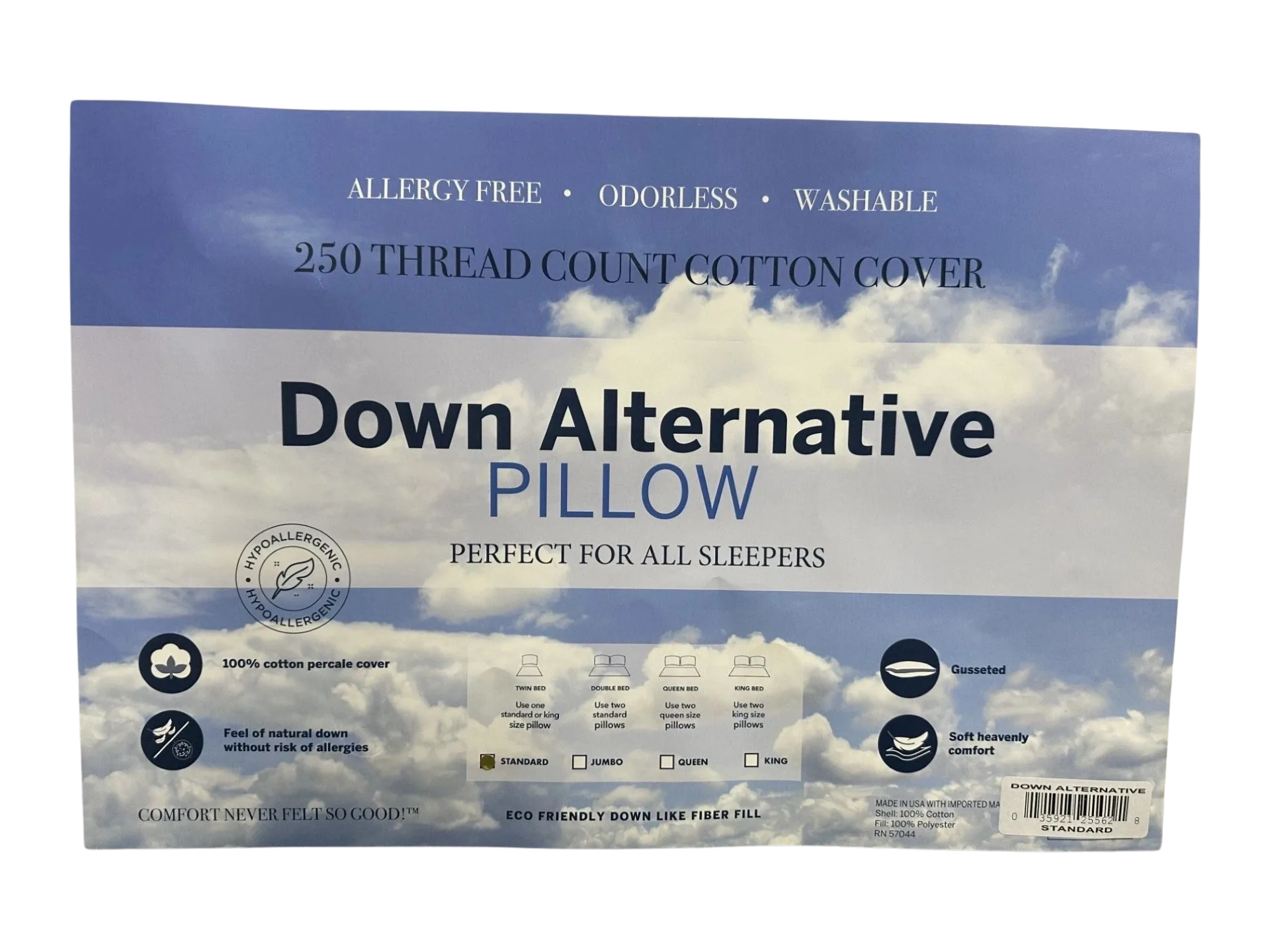 Borden Textile - Wholesale Bedding Pillow - Standard Down Alternative Pillows - Polyester Fiber Fill1