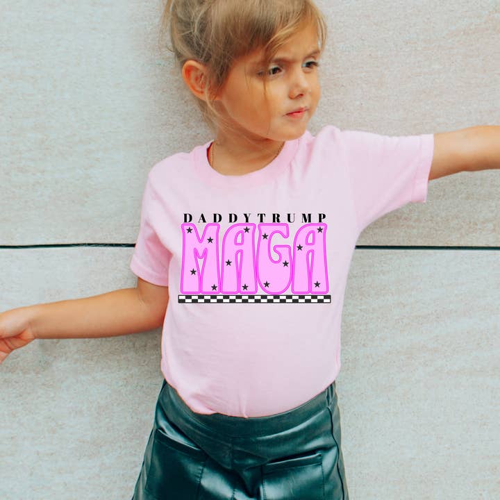 ZZ Threadz - Wholesale Screen Printed T-Shirt - Kids - Pink Maga Kids Political Graphic Tee