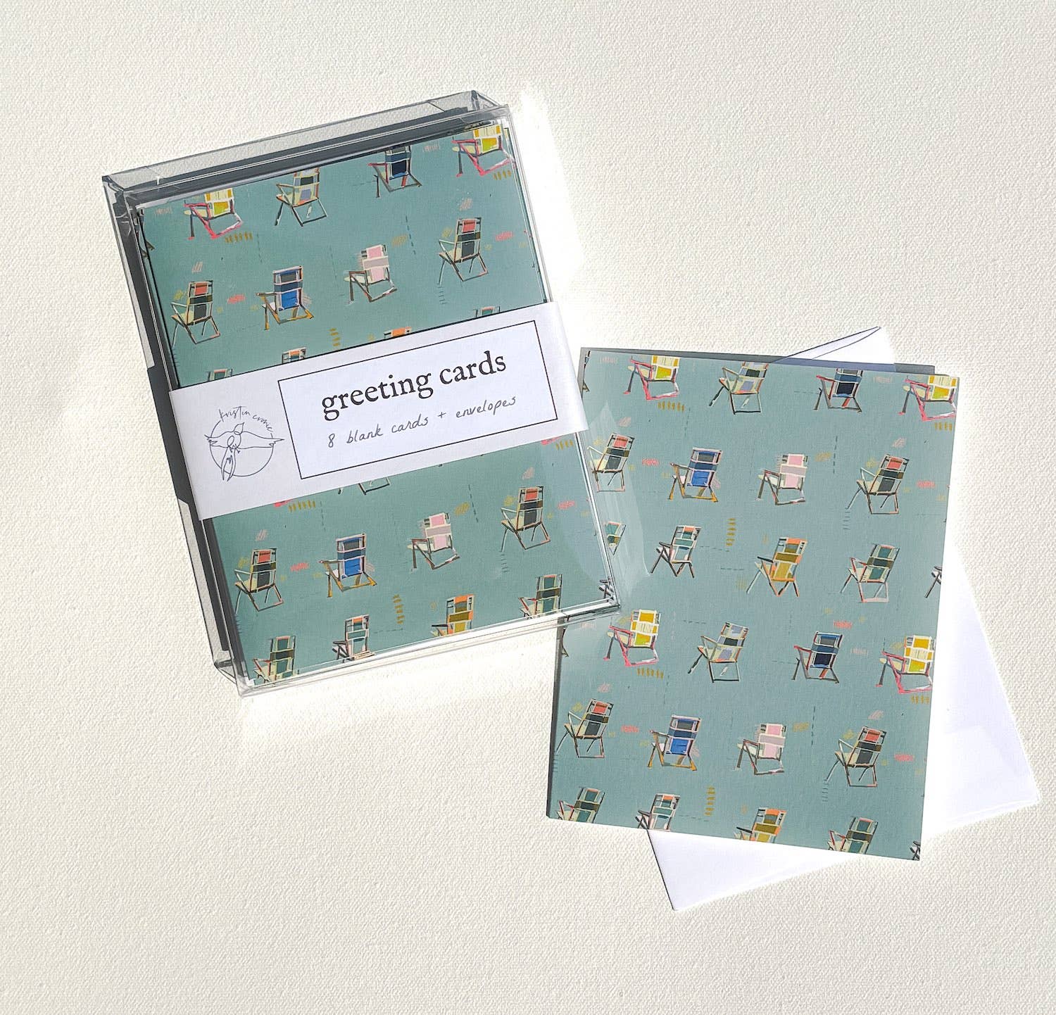 Kristin Cronic Studio - Wholesale Stationery/Notecard Set - Set of Eight "Happy Place"  Greeting Cards | Teal Color3