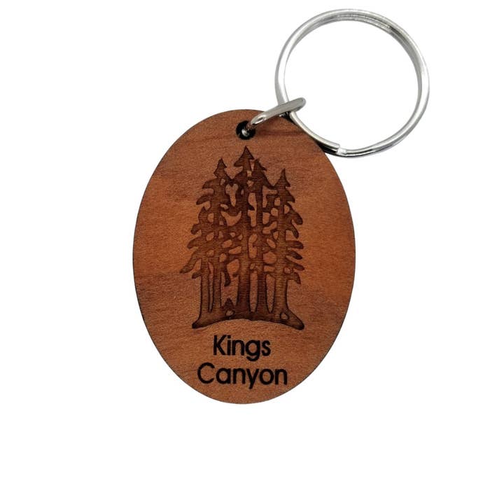 Kings Canyon Redwood Trees Grove Wood Keychain Souvenir for wholesale by Happy Wood Products