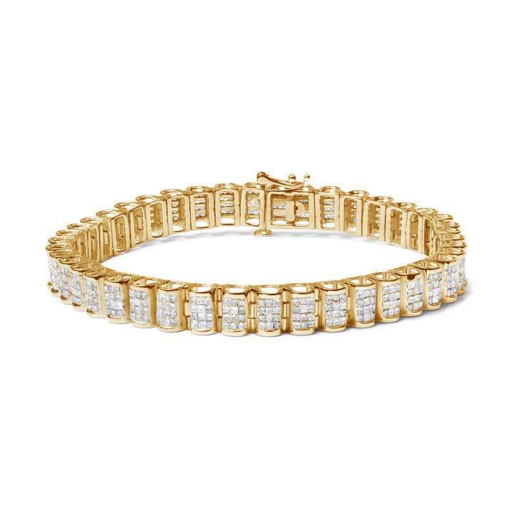 14K Gold 5.0 Cttw Diamond Buckle Link Tennis Bracelet for wholesale by Infinite Jewels