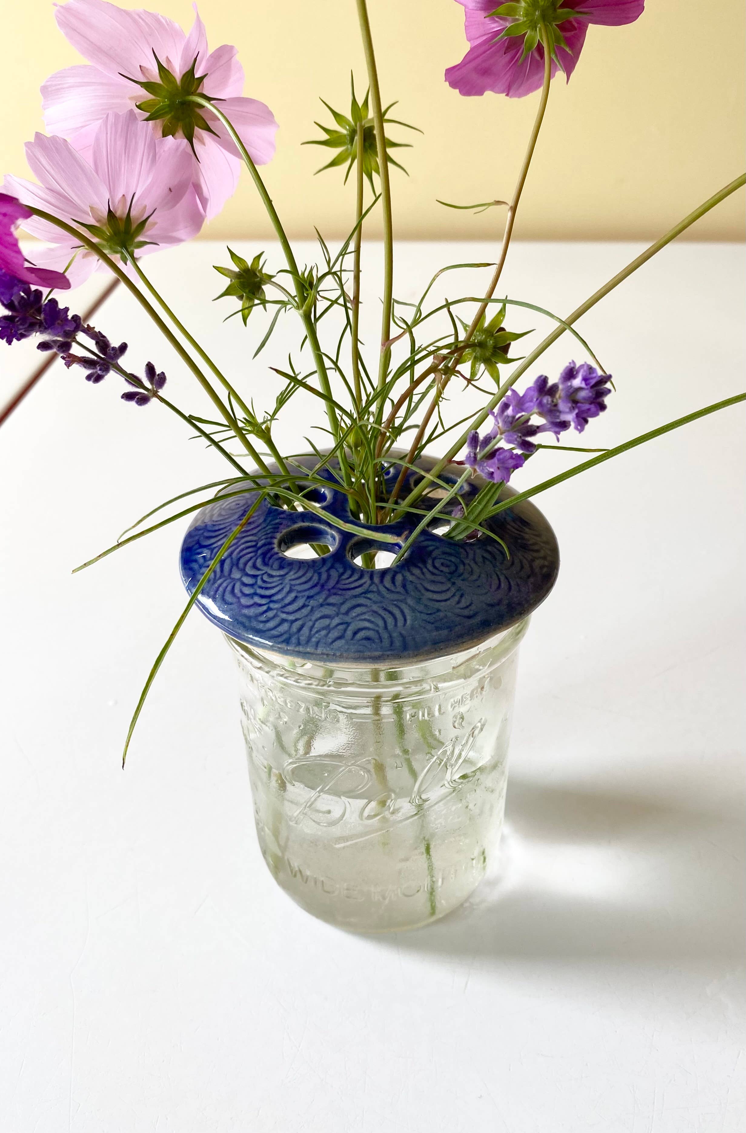 Hester's Studio - Wholesale Decorative Tabletop Object - Mason Jar Flower Frog Topper1