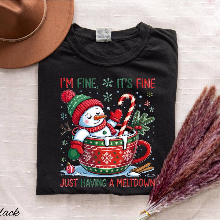 Glaime - Wholesale T-Shirt (Graphic) - Women's - Comfort Colors I'm Fine It's Fine Just Having A Meltdown Tee2