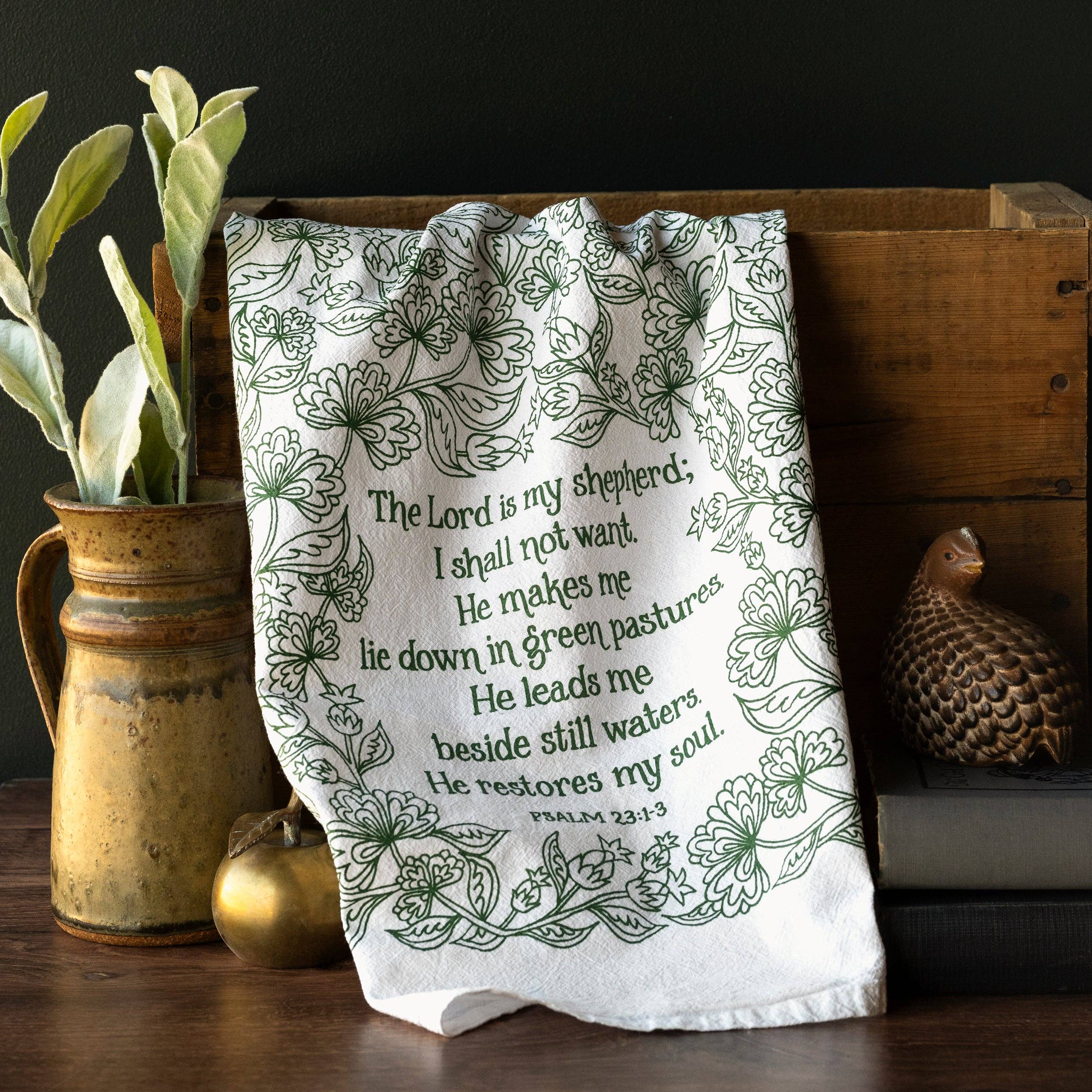 Little Things Studio - Wholesale Tea Towel - The Lord is My Shepherd Scripture Tea Towel — Psalm 232