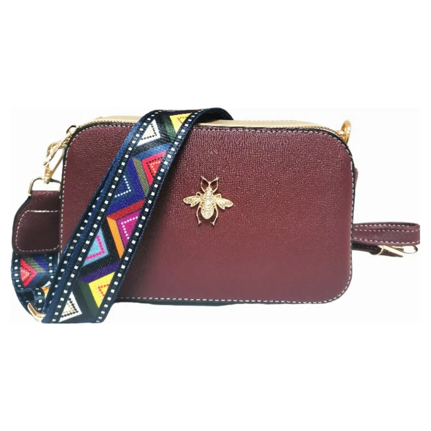 Superbia – wholesale Crossbody bag – Women's – Double Zipper 2 Straps Multi Colour Bee Camera Bag 22093