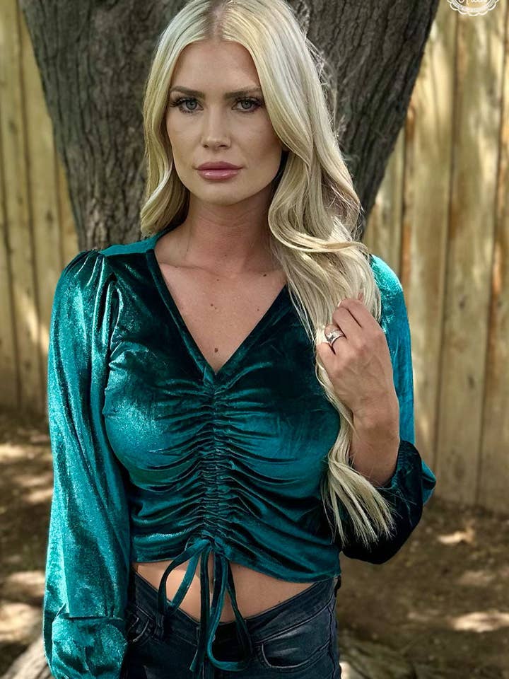 Sterling Kreek - Wholesale Blouse - Women's - Texas Twist Emerald Green Top