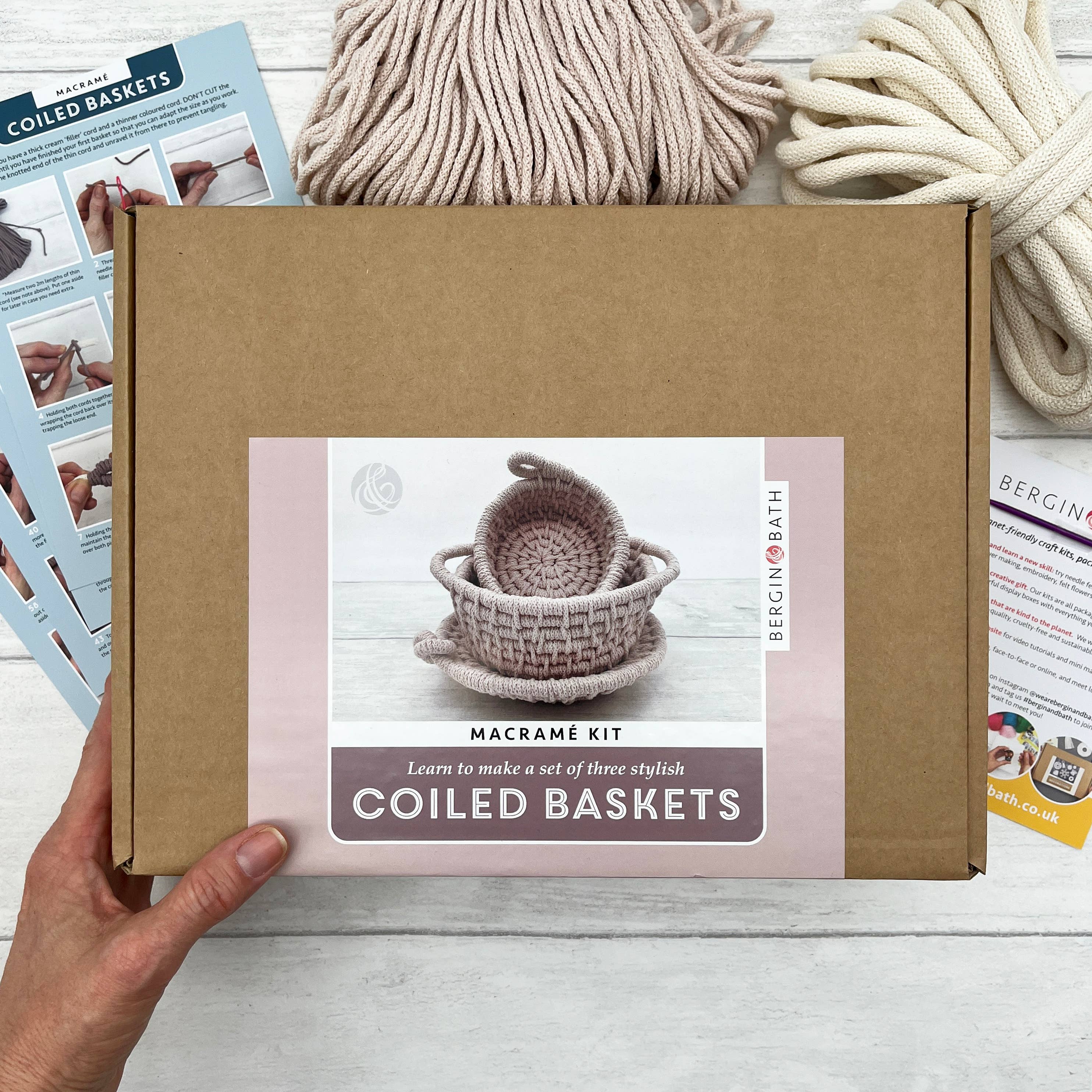 Bergin & Bath – wholesale DIY craft kit – Macrame Kit, Baskets - Nude - Learn to make a set of three 1