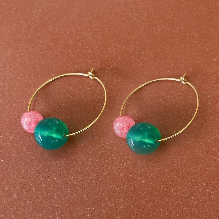 Oorbellen met agaat en toermalijn edelsteenringen voor wholesale door All Things We Like