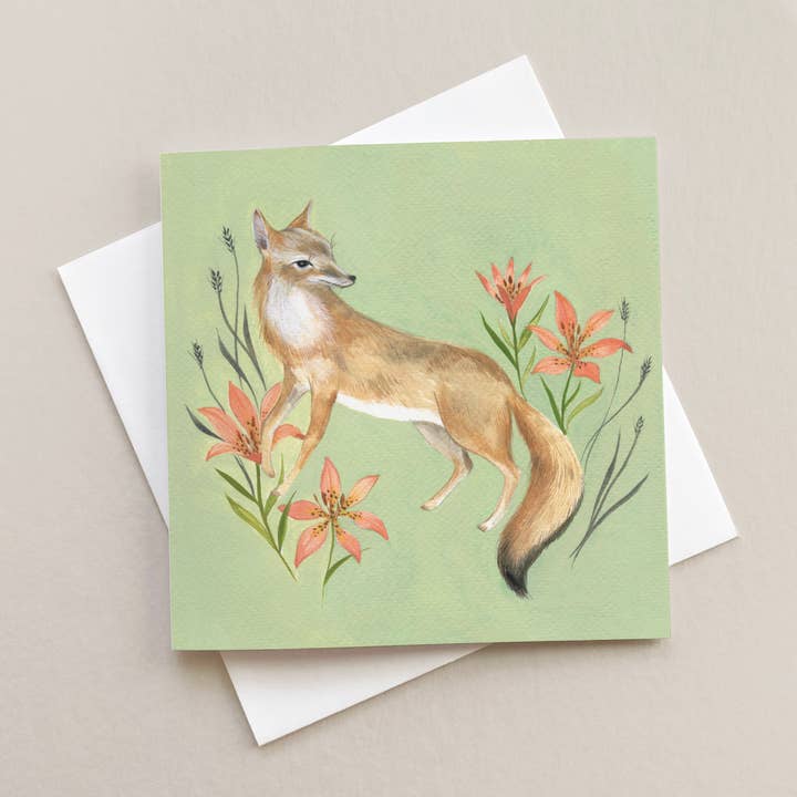 Snabb räv konstkort för wholesale av Emilie Simpson Art & Design