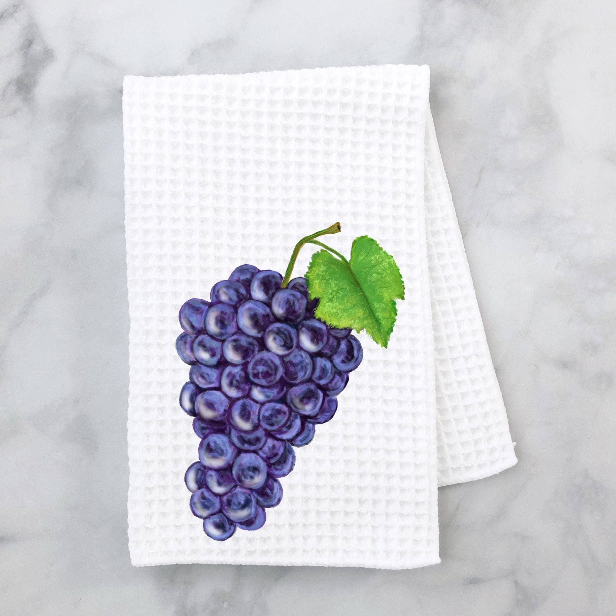 MerikaArt - Wholesale Tea Towel - Purple Grapes Kitchen Towel0