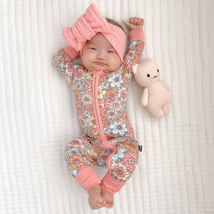 millie + roo - Wholesale Jumpsuit - Baby - ZIP ROMPER - Spring Floral