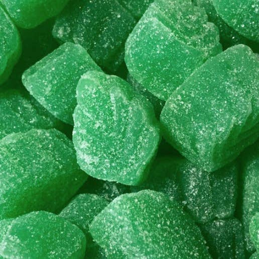 Gourmet Spearmint Leaves Candy Sanded Slices - half pound for wholesale by Wild Angel Treats, LLC