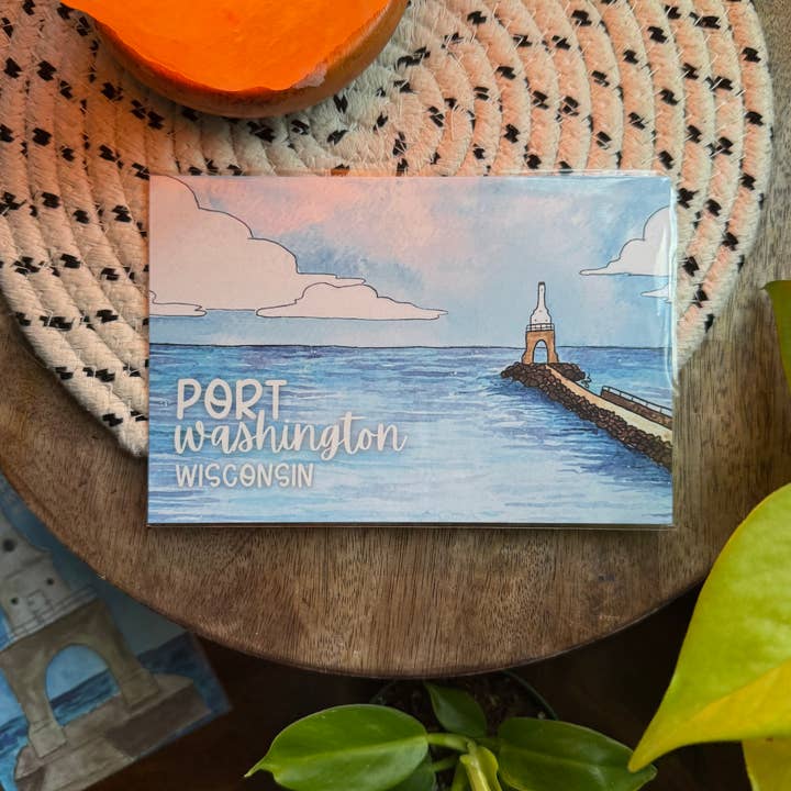 Port Washington | PW Wisconsin Postcard for wholesale by Song & Sparrow Studio