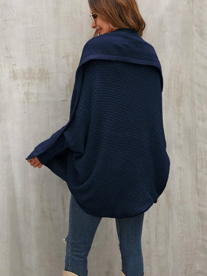 FS Collection (Germany) - Vente Cardigan – femme - Cardigan oversize à gros plis en bleu marine1