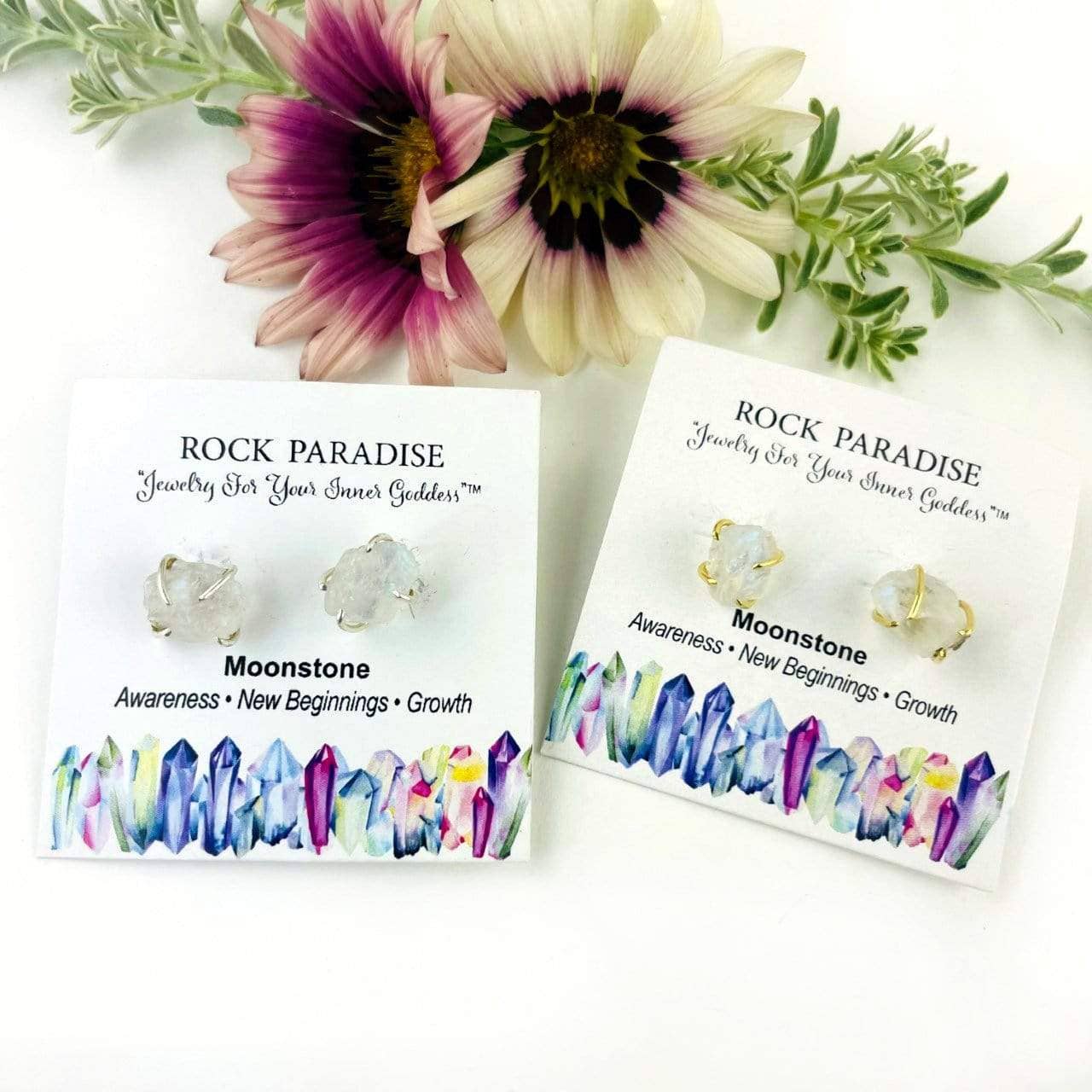 Rock Paradise - Wholesale Stud/Post Earrings - Crystal Gemstone Stud Earrings - Choose Gold or Silver7