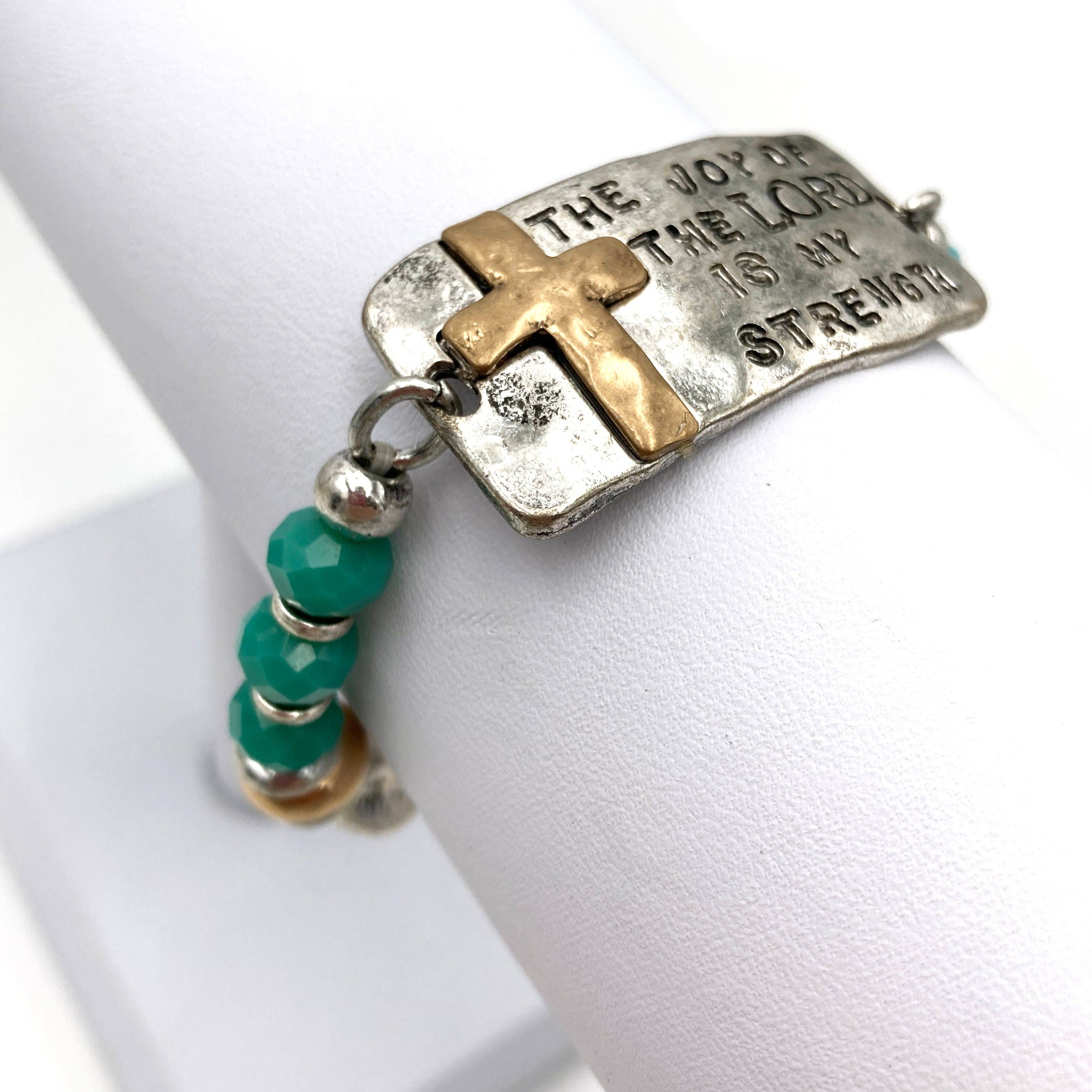 Lunar Deer - Wholesale Beaded Bracelet - Joy of the Lord is my Strength Cross Prayer Beads Bracelet1