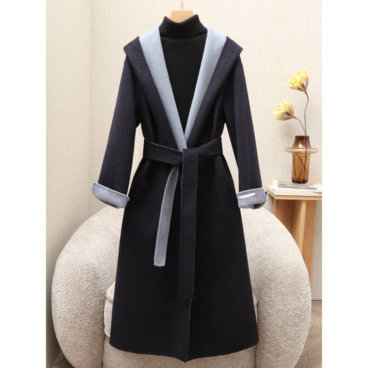 CT158 Women's Double-Faced Wool Cashmere Hooded Coat for wholesale by Productseeker