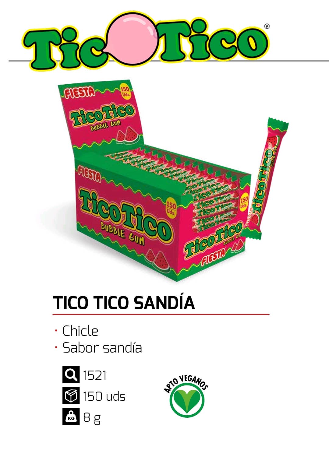 chuchez.com – Engroshandel Tyggegummi – Tico Tico vandmelongummi Fiesta 150 stk