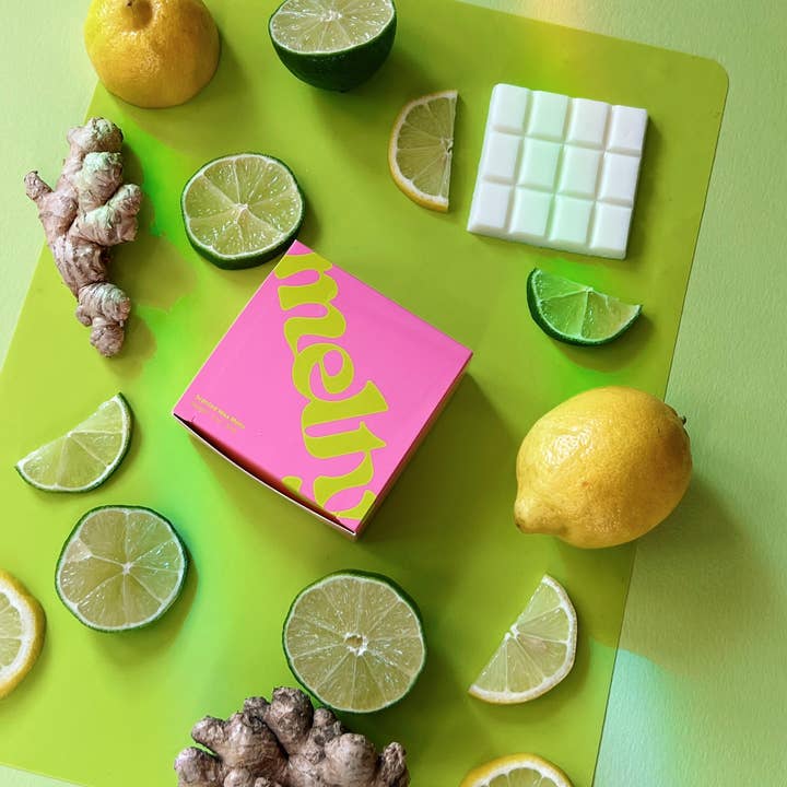 lemon, lime and ginger luxury wax melts (3oz) for wholesale by Effing Candle Co.