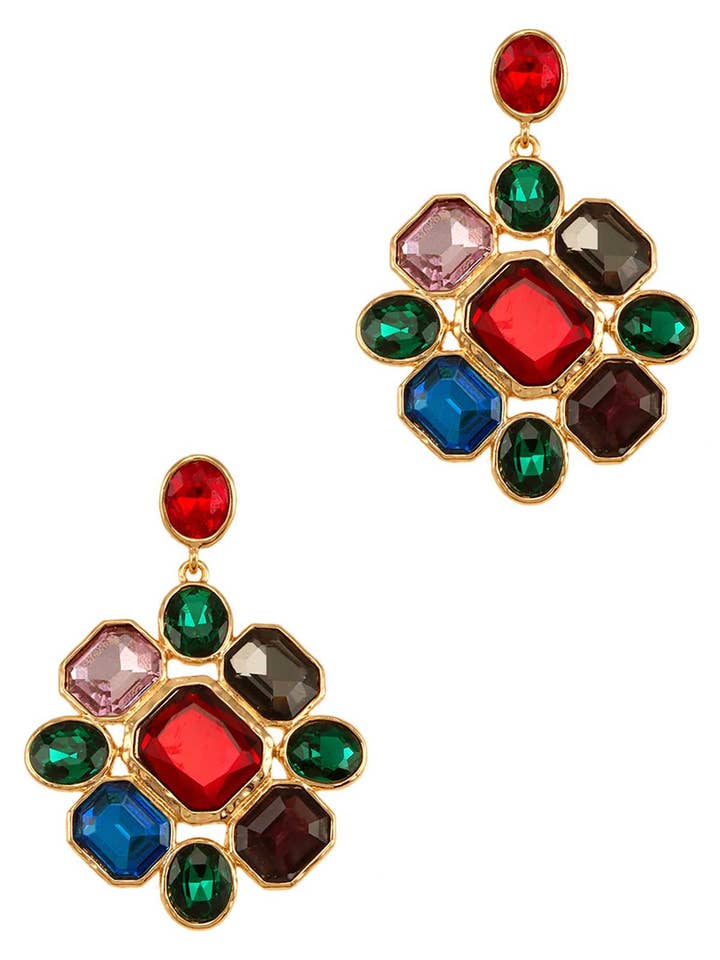 Multi färg glas stenar örhänge 50 för wholesale av anbfashion