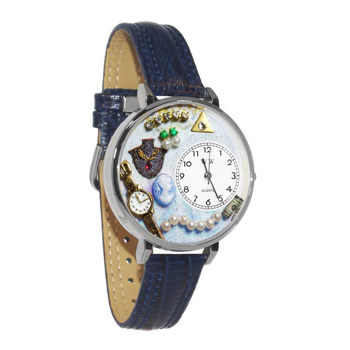 Jewelry Lover Blue 3D Watch Silver Large for wholesale by Whimsical Gifts