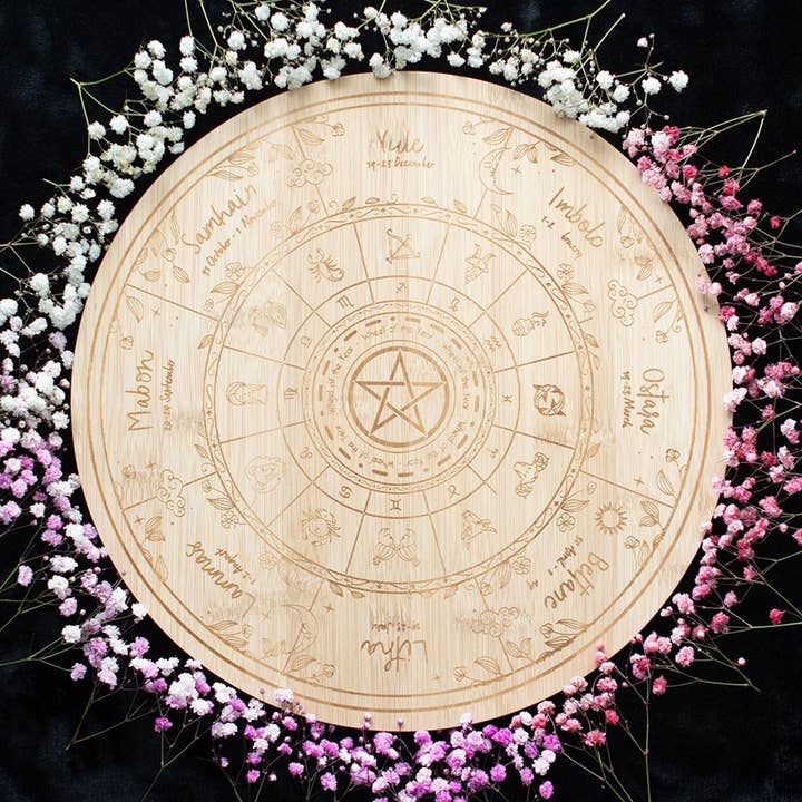 Something Different Wholesale - Wholesale Serving Tray - Wheel of the Year Wooden Serving Board0