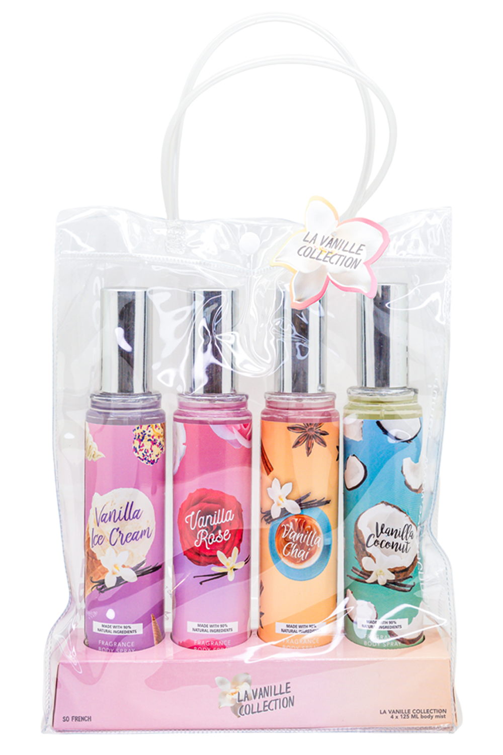So French Perfumes - Wholesale Face & Body Mist/Water - Vanilla Dream 4-Piece Body Mist Sampler Set1