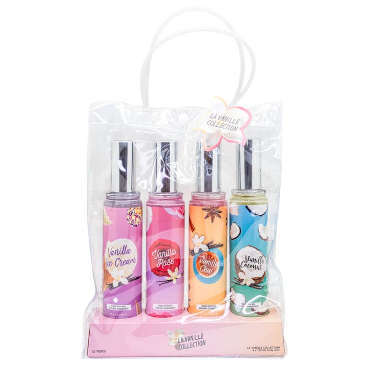 So French Perfumes - Wholesale Face & Body Mist/Water - Vanilla Dream 4-Piece Body Mist Sampler Set1