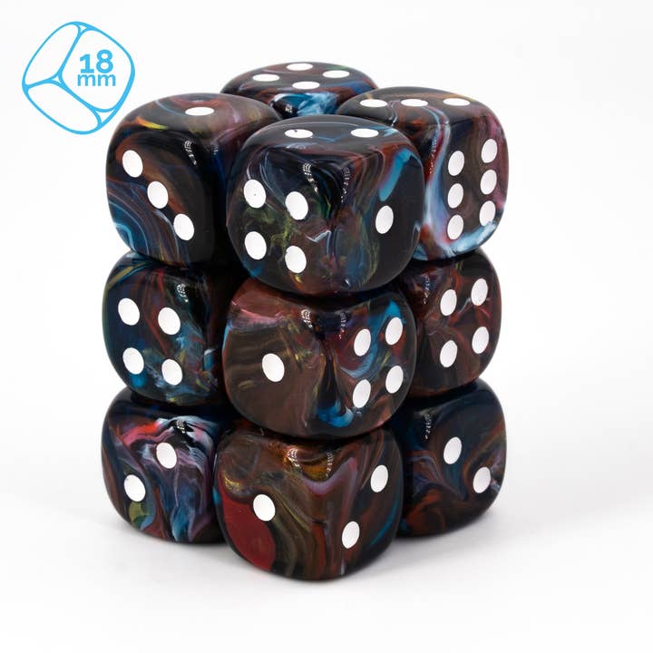 carnaval Sturmstein castanho / branco 18mm Conjunto W6 (12 peças) por atacado de WeLoveDice