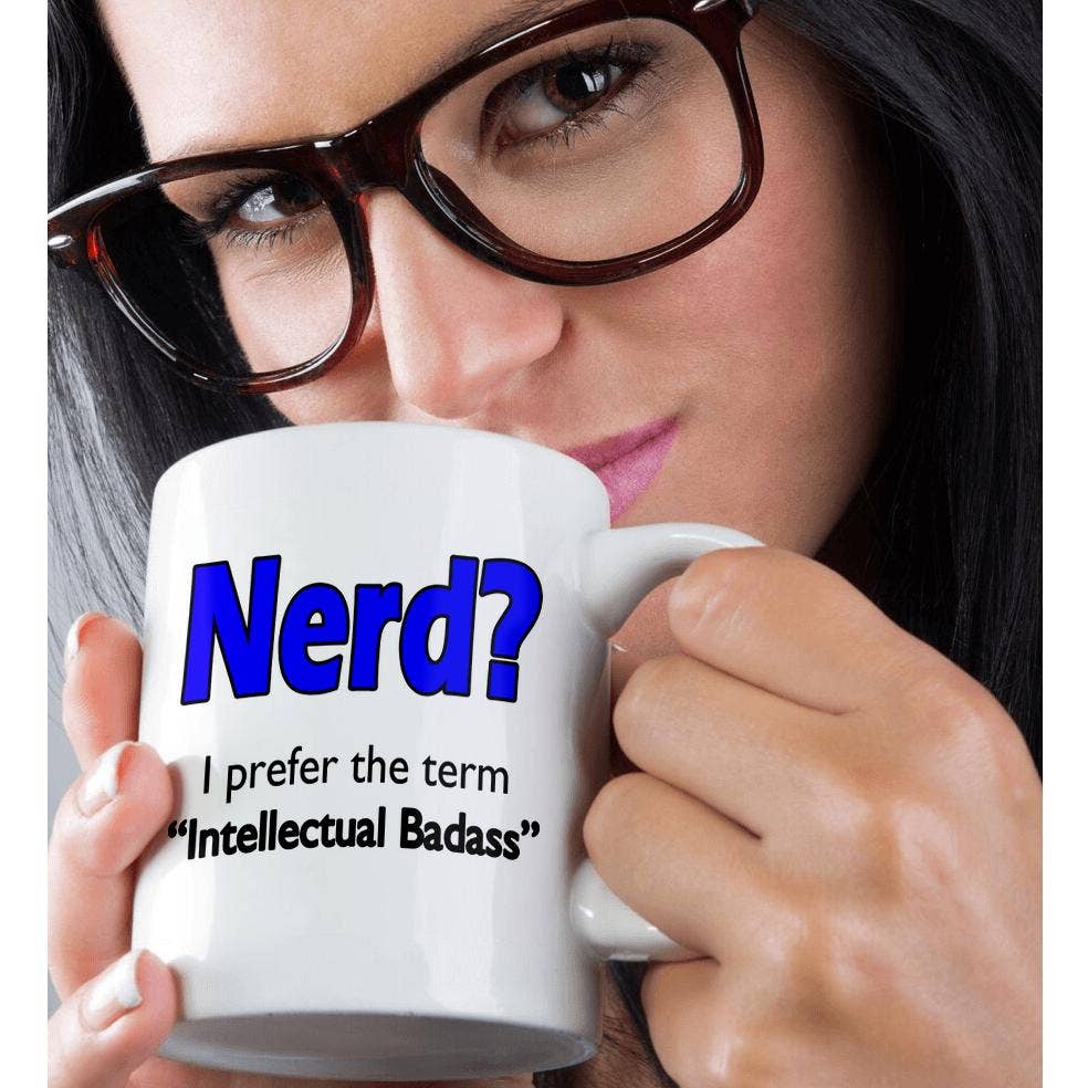3dRose - Wholesale Coffee Mug - 3dRose, Nerd. Intellectual Badass. Blue., Mug9