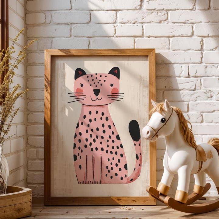 Pink Leopard Art | Scandinavian Style | 12x16 for wholesale by Artsriver