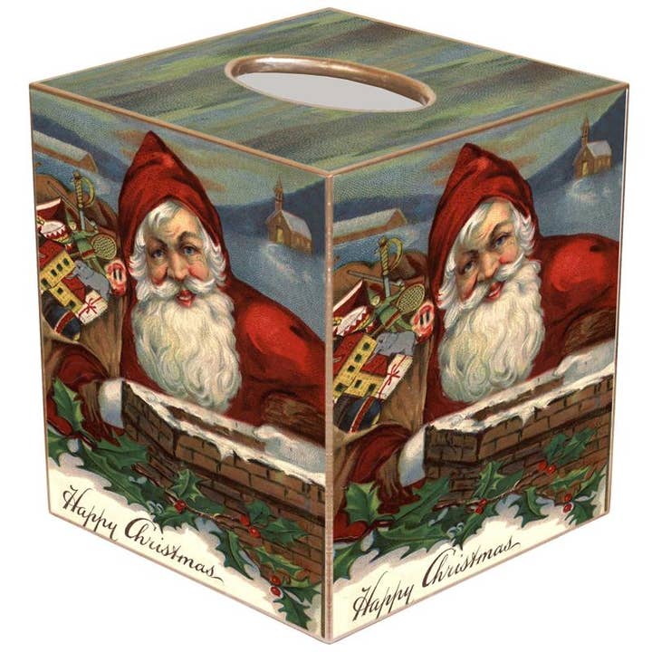 Santa on Roof Tissue Box Cover for wholesale by Marye-Kelley