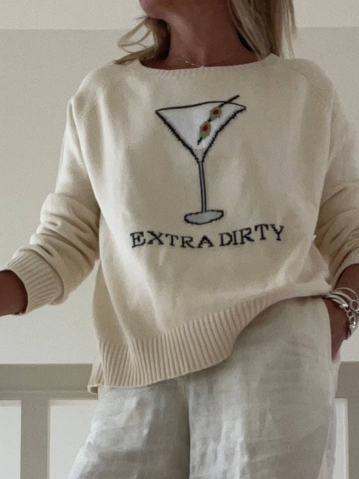 Pink Pineapple - Wholesale Knit Sweater - Women's - Cotton Martini Sweater Ivory