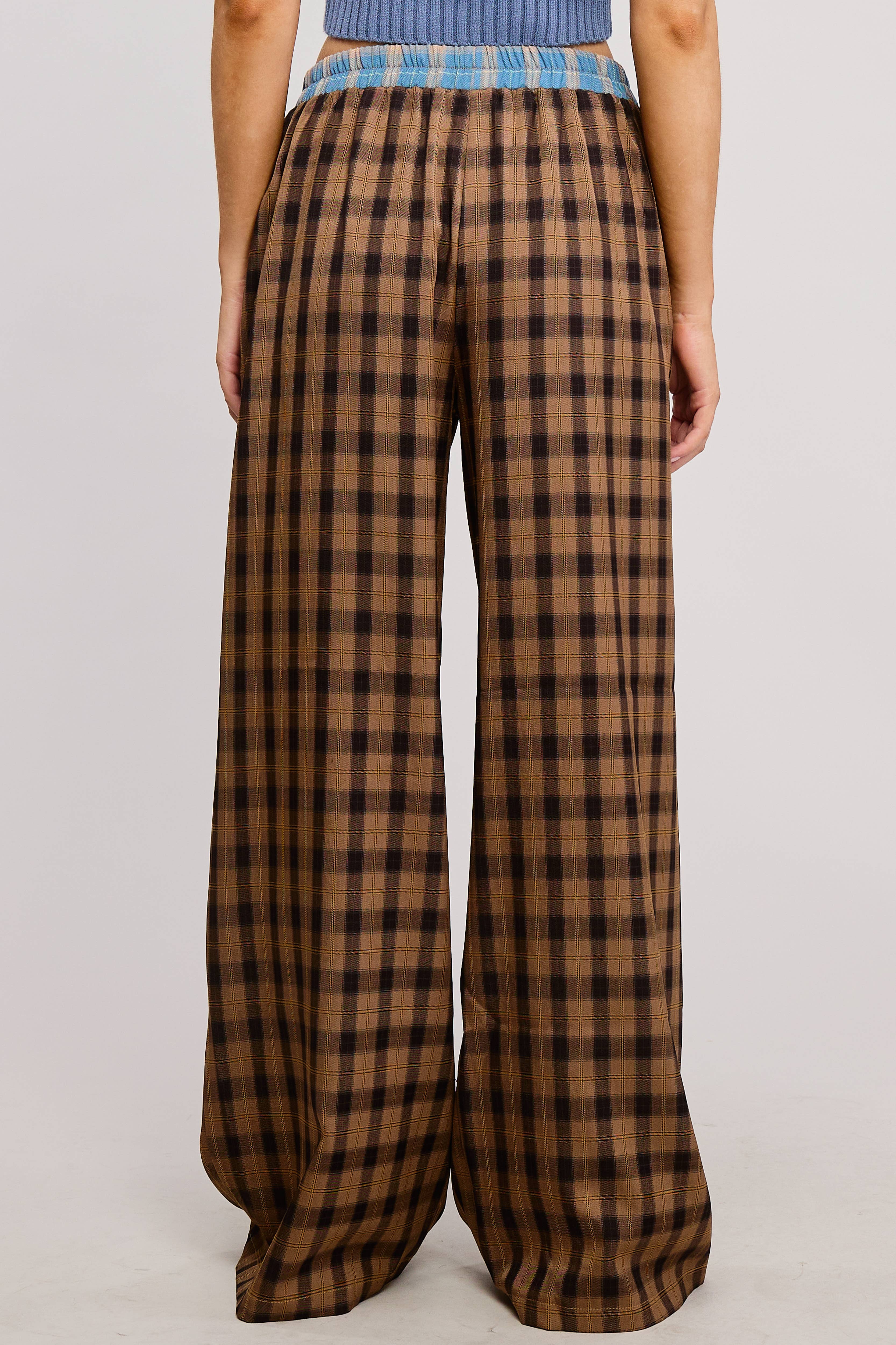 Mimosa - Vente Pantalon – femme - Pantalon boxeur à carreaux avec ceinture contrastante23