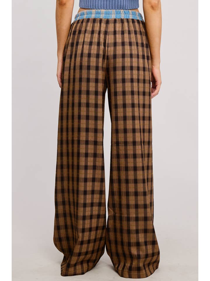 Mimosa - Vente Pantalon – femme - Pantalon boxeur à carreaux avec ceinture contrastante23