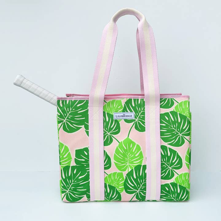 The Tennis Bag, Pink Monstera for wholesale by Lilibridge