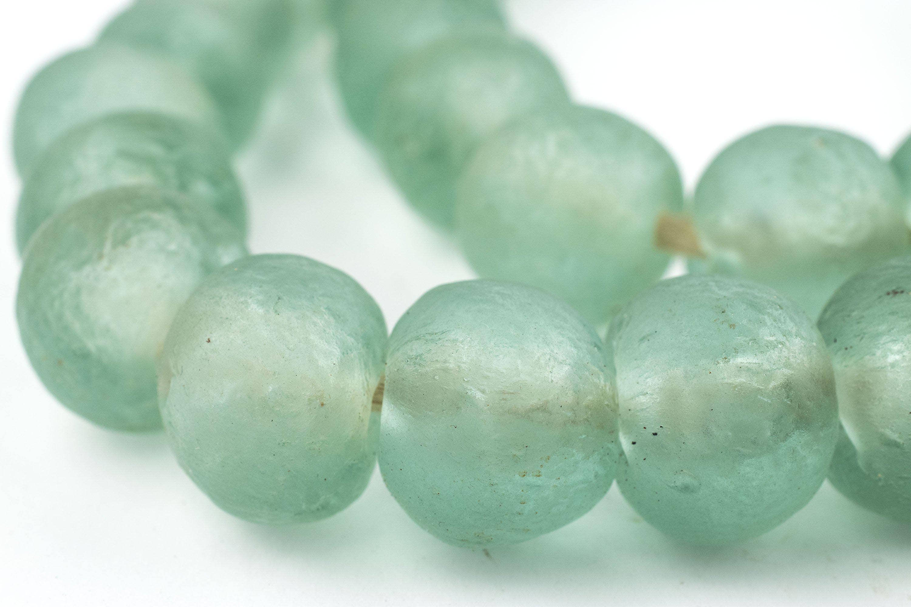 The Bead Chest - Wholesale Beads - 18mm Green Aqua Recycled Glass Beads1