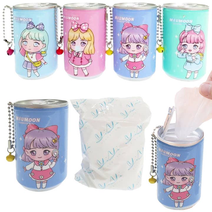 Cap Zone - Wholesale Keychain - Women's - Magic Girl Soda Pop Can Mini Wet Wipes Keychain