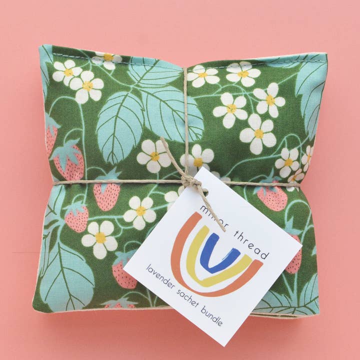 Strawberry Field Floral in Green Lavender Sachet Bundle for wholesale by Minor Thread