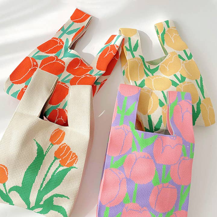 ACCITY - Wholesale Tote Bag - Women's - WOMEN FLORAL KNITTED SHOULDER HANDBAG_CWAB1493