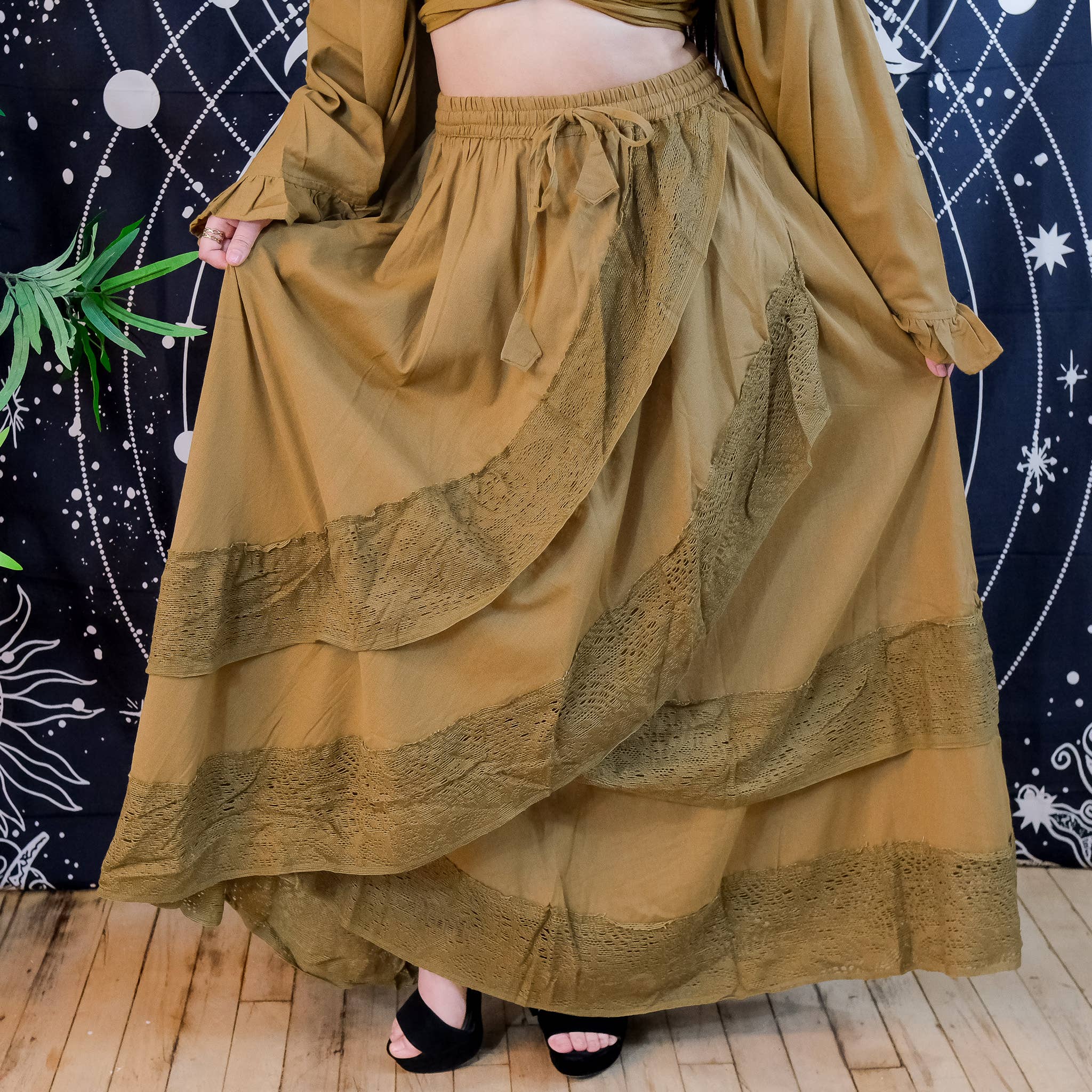 Karma Nepal Crafts - Venta al por mayor Conjuntos de top y falda - Mujer - Conjunto de falda fluida boho de encaje de algodón6