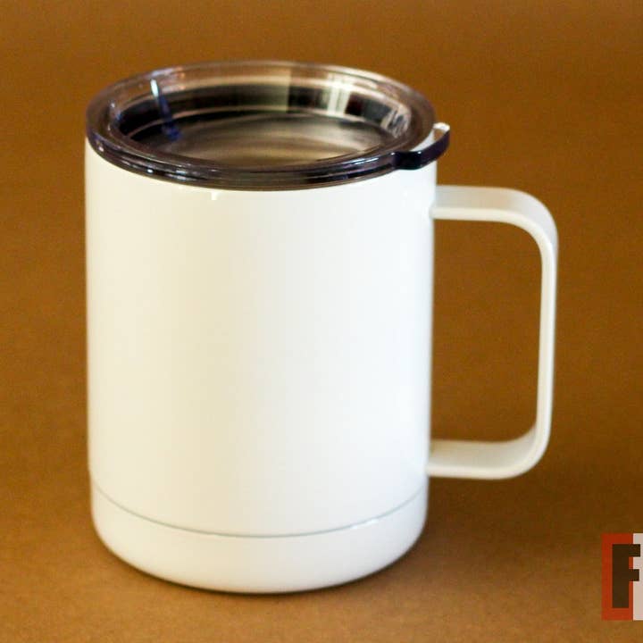 Gobelet à double paroi en acier inoxydable personnalisé de 12 oz avec poignée pour la vente par Five Red Engraving