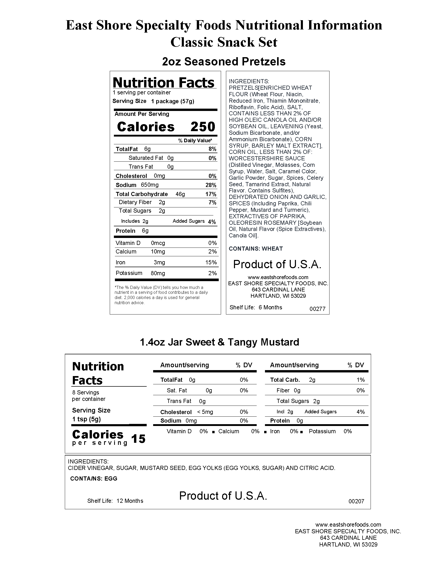 East Shore Specialty Foods, Inc. – Großhandel Geschenktüten im Set/Paket – Eastshore-Geschenkartikel — Mini-Snack-Set1