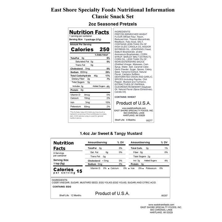 East Shore Specialty Foods, Inc. - Wholesale Gift Bag Set/Pack - East Shore Gift Items - Mini Snack Set Classic1