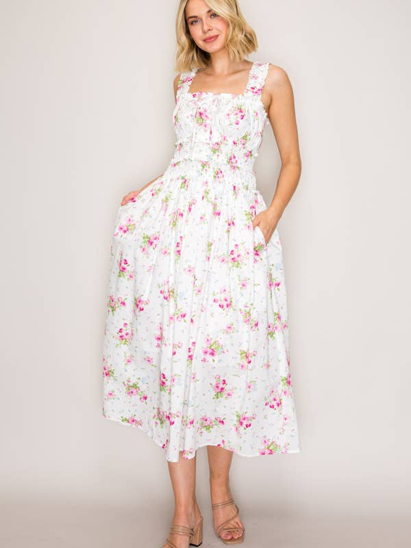 C7267-VESTIDO DE PADRÃO FLORAL por atacado de Curds and Whey